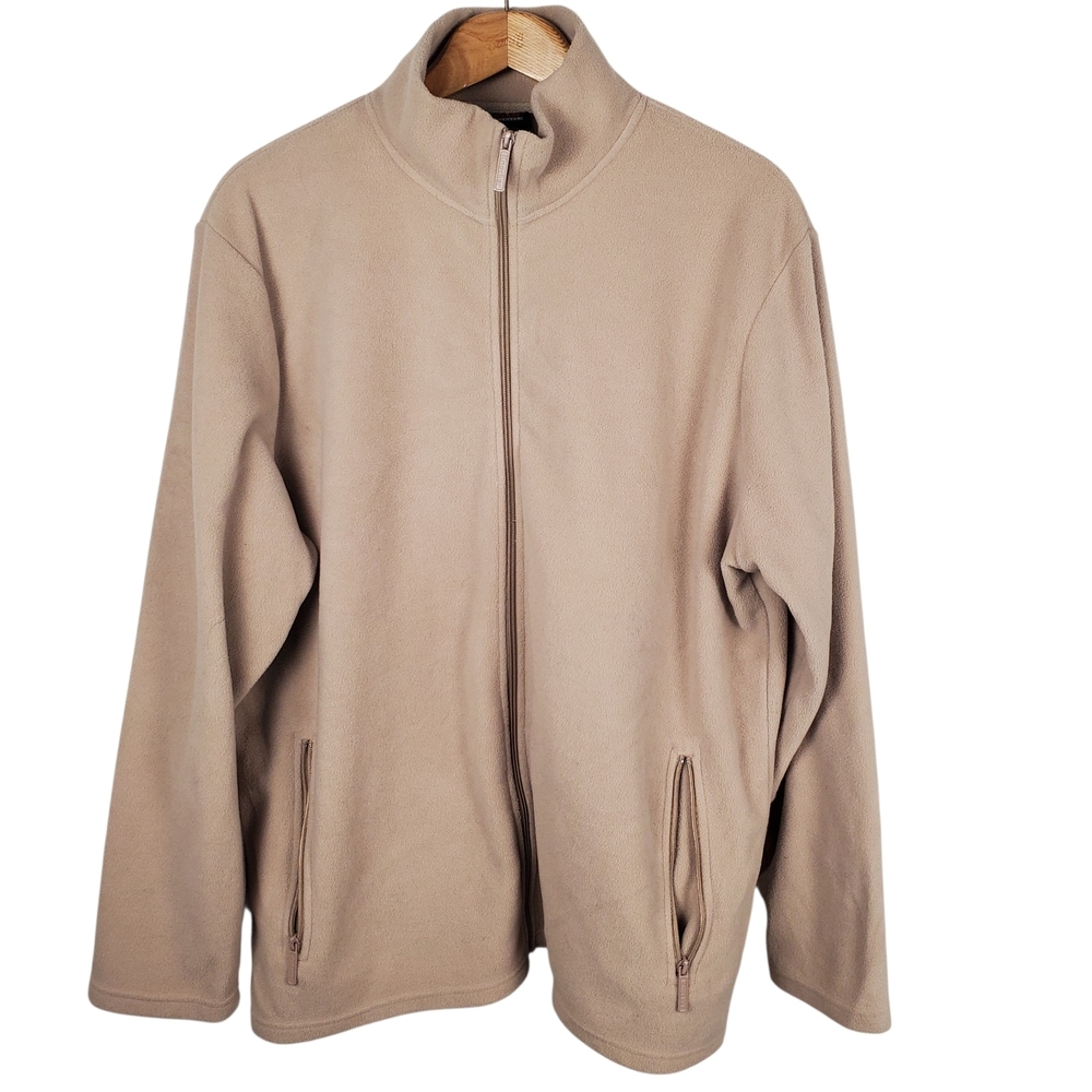 Men's Beige Zip-Up Fleece. 2XL. #0214